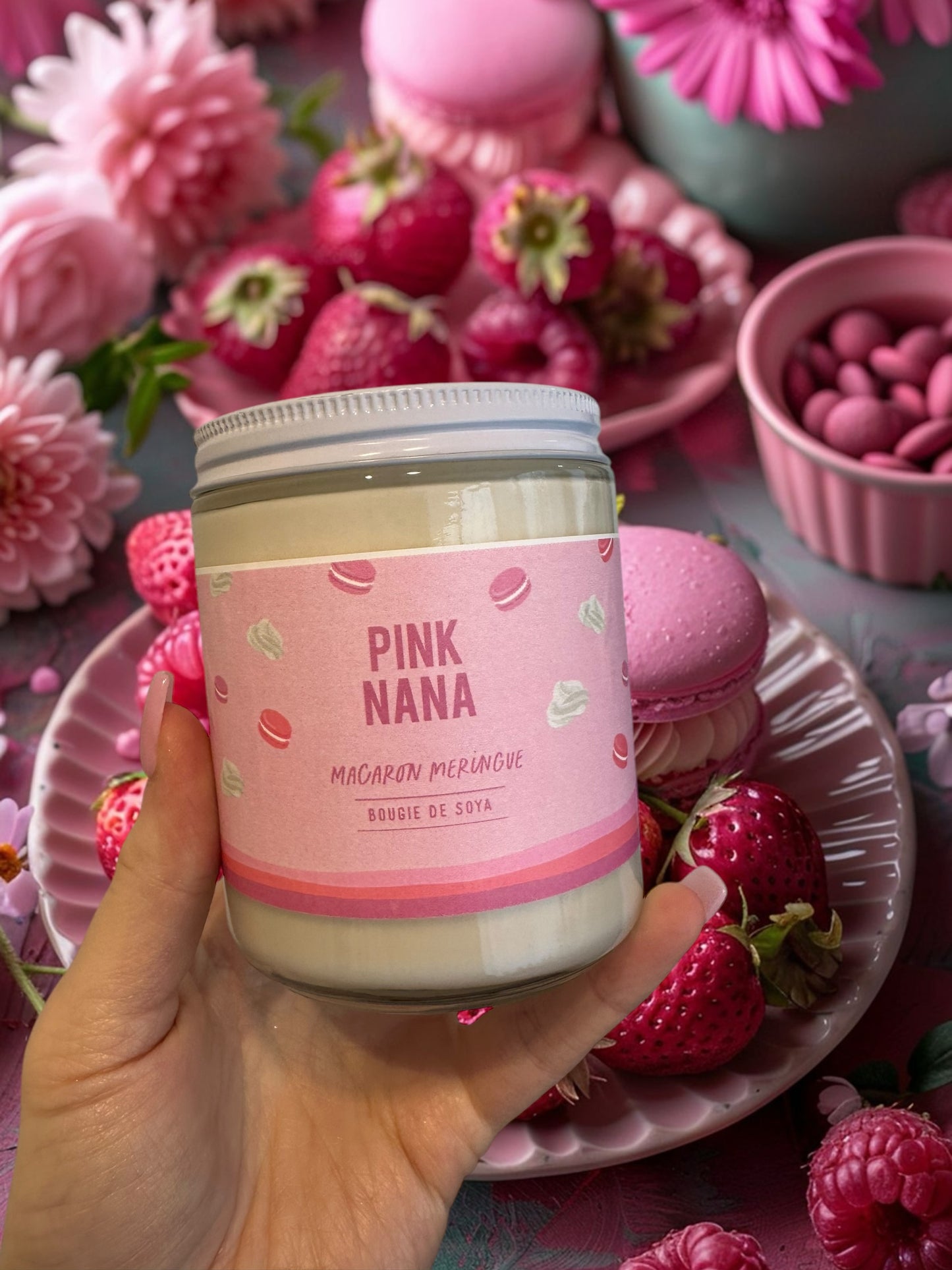 Bougie macaron et meringue