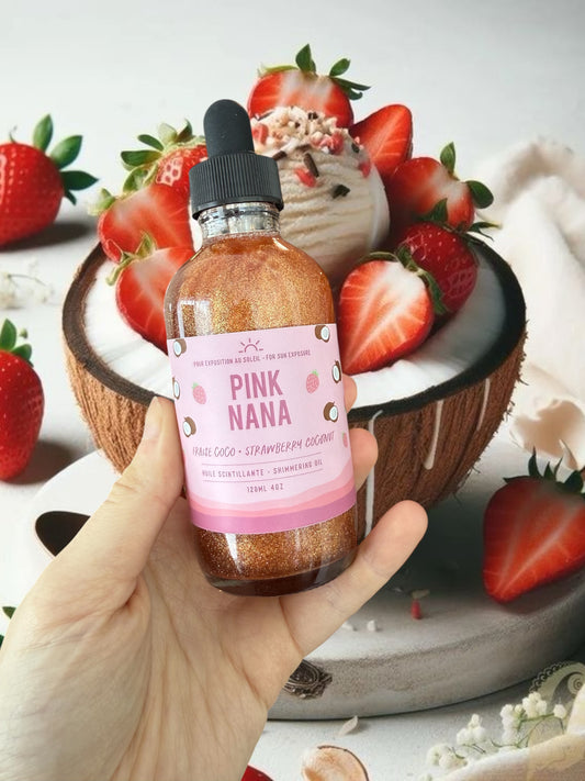 Huile scintillante (bronzage) Fraise coco