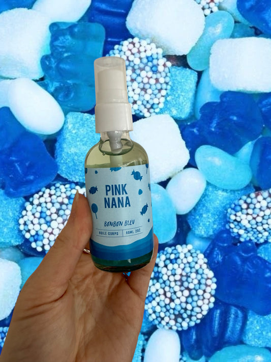 Huile corps bonbon bleu