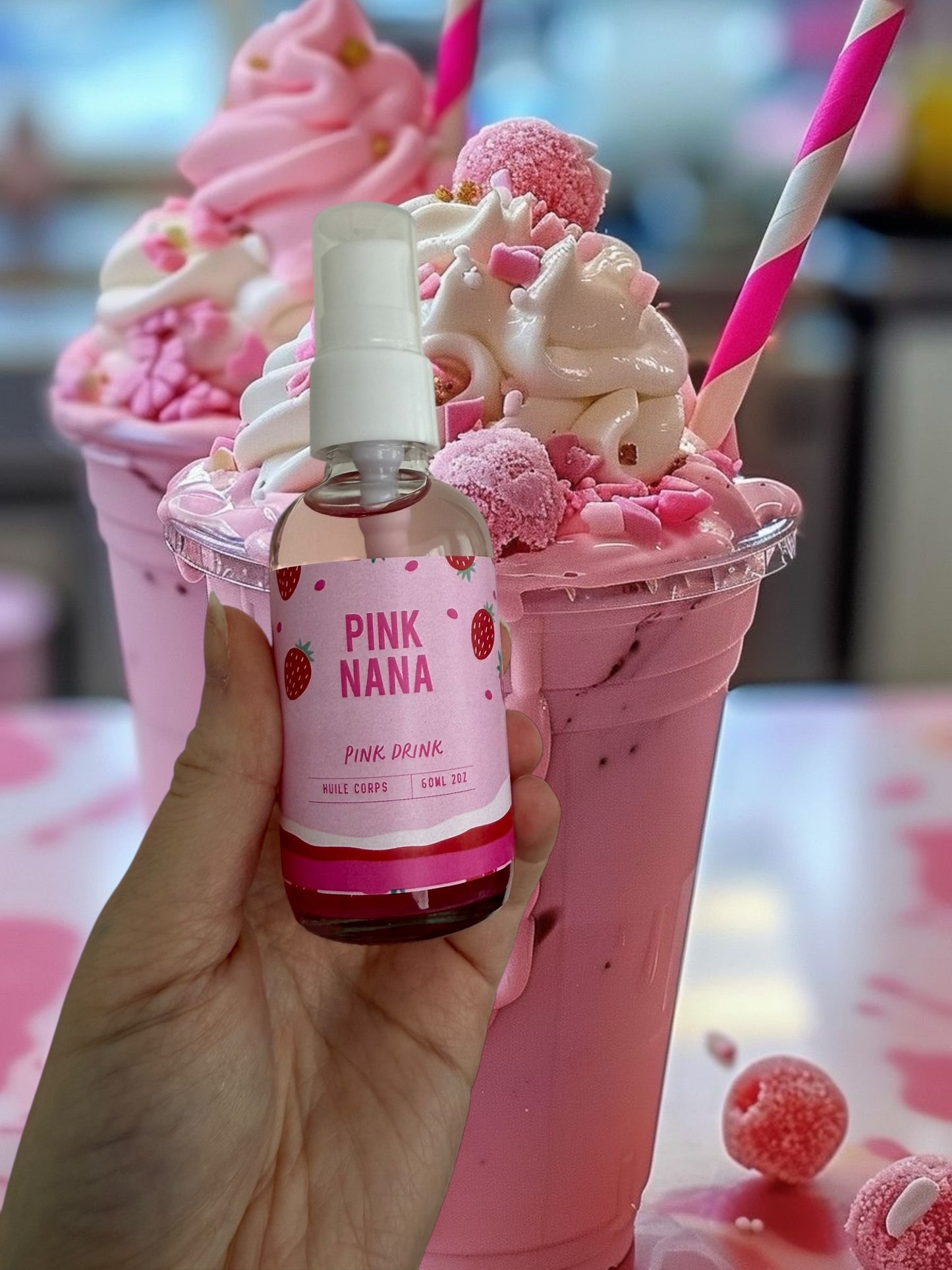 Huile corps pink drink