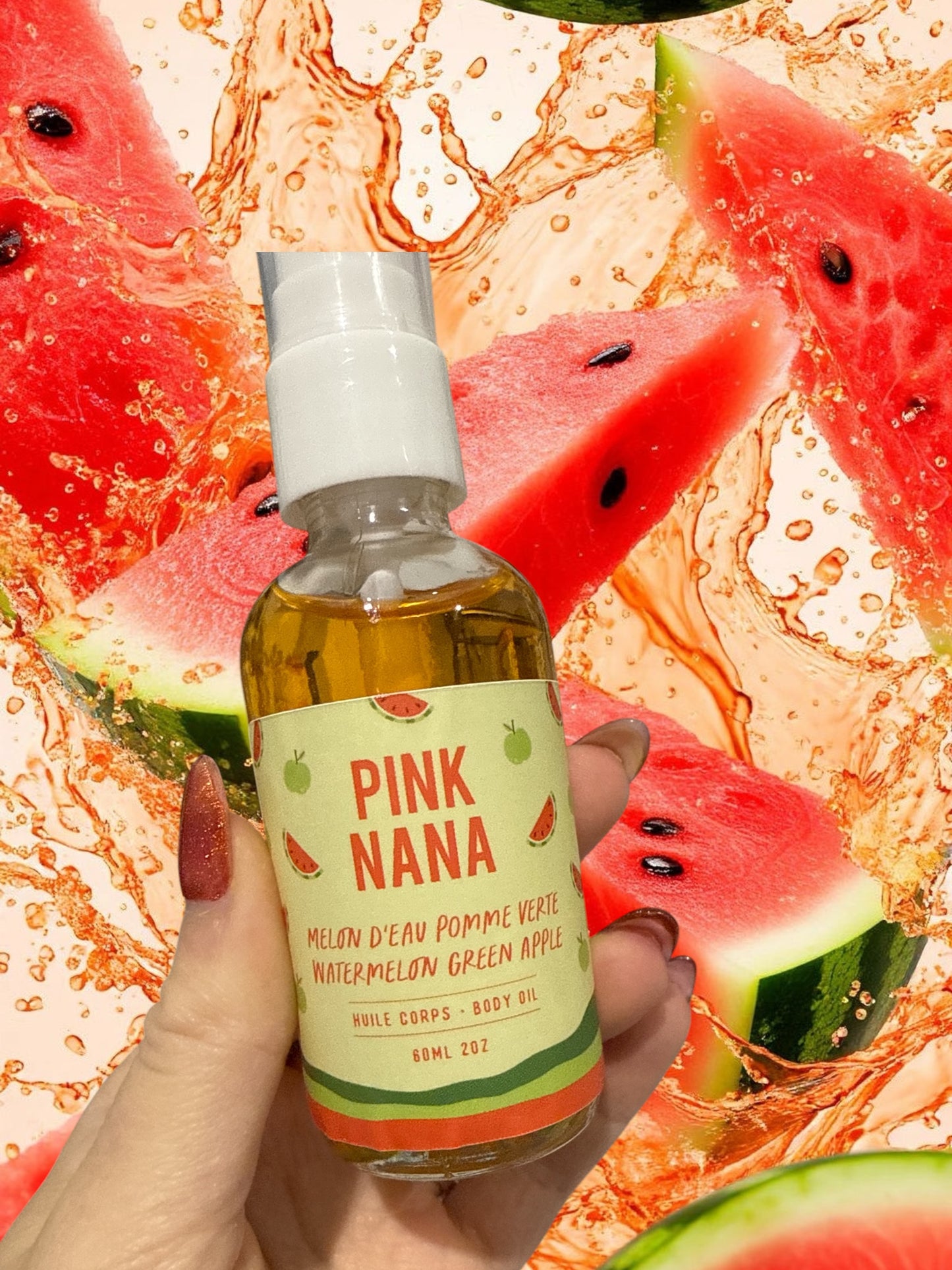 Huile corps melon d’eau pomme verte